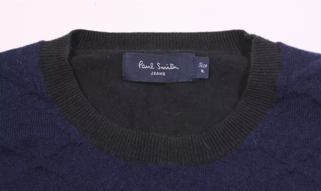 Paul Smith Jeans Navy Blue/Black Diamond Argyle Cotton-Wool Crewneck Sweater XL 3