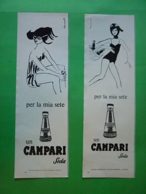 Bitter Campari Soda 1967 2 Clipping Advertising Vintage Drawing Mabie