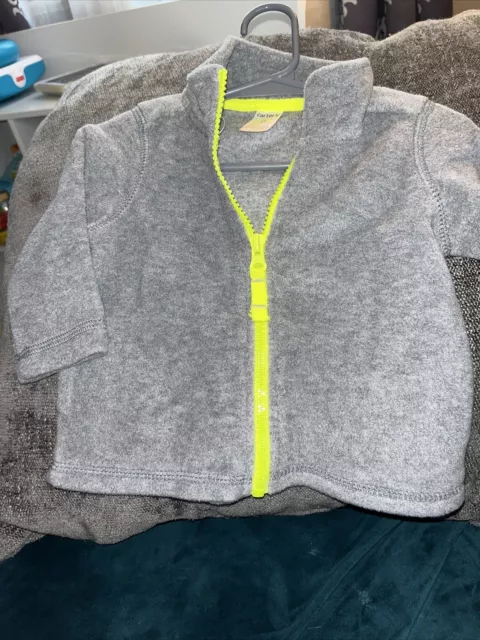 NWT Boys Light Gray Zip Up Fleece - Carters - Size 6m