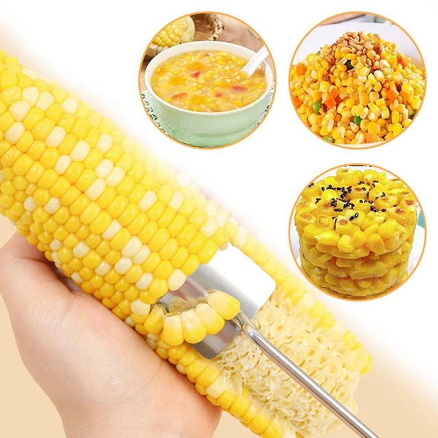 2024 CORN COB Peeler, Long Handle Wood Stainless Steel Corn Stripping