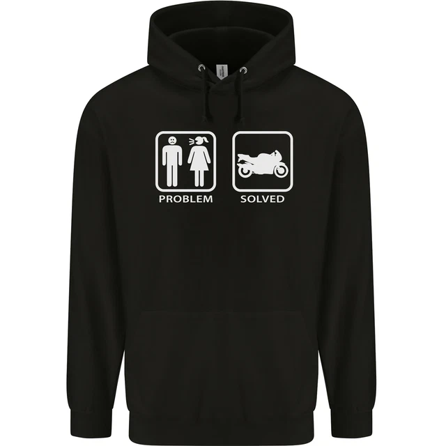 Motorbike Problem Solved Biker Motorcycle Mens 80% Cotton Hoodie
