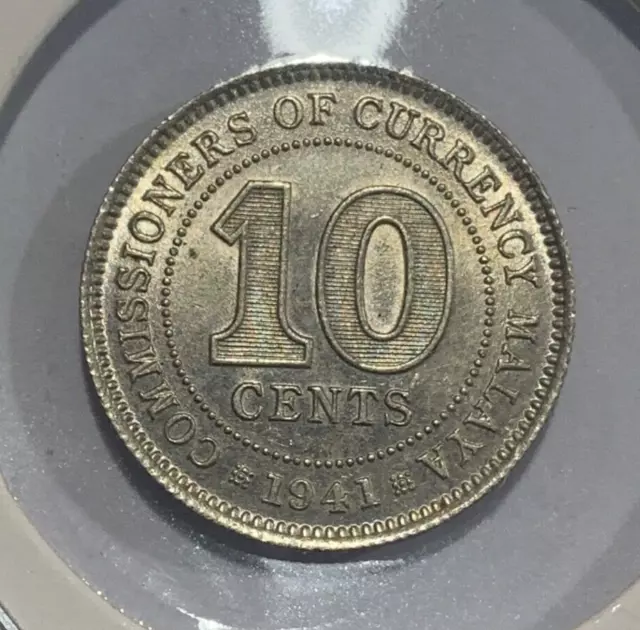 1941 Malaya 10 Cents - George VI Silver Coin