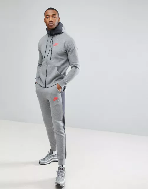 Nike Mens NSW Full Zip Graphic Brushed Fleece Full Tracksuit Grey S M L XL