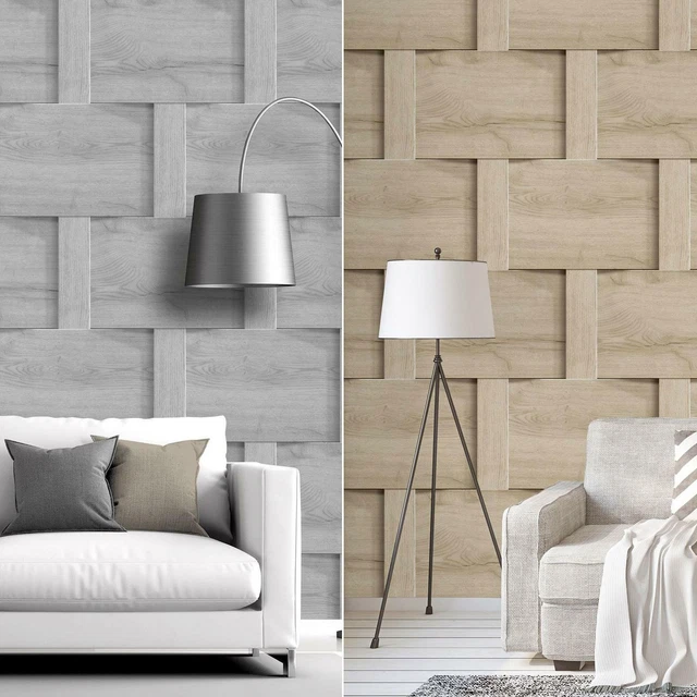 HARROW WEAVE WOOD Panel Wallpaper Debona Wooden 3D Effect Grey or