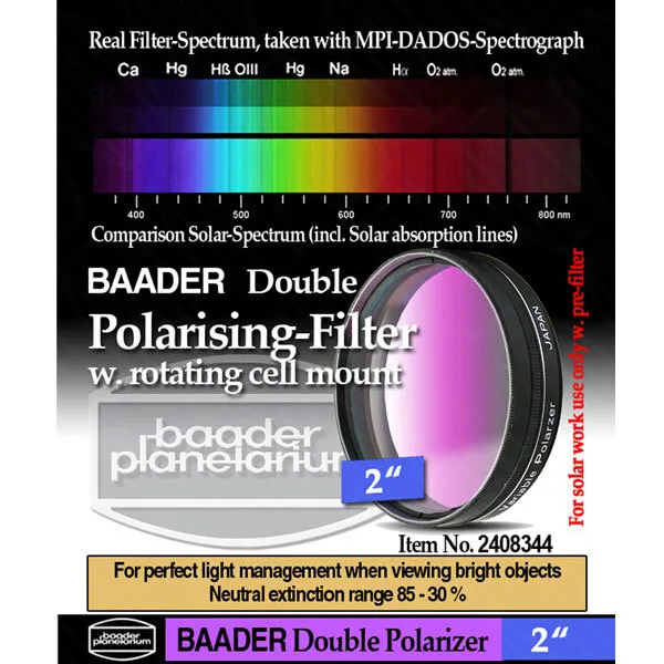 Filtro de doble polarización Baader 2" con celda de filtro giratoria # FPOL-2D 2408344
