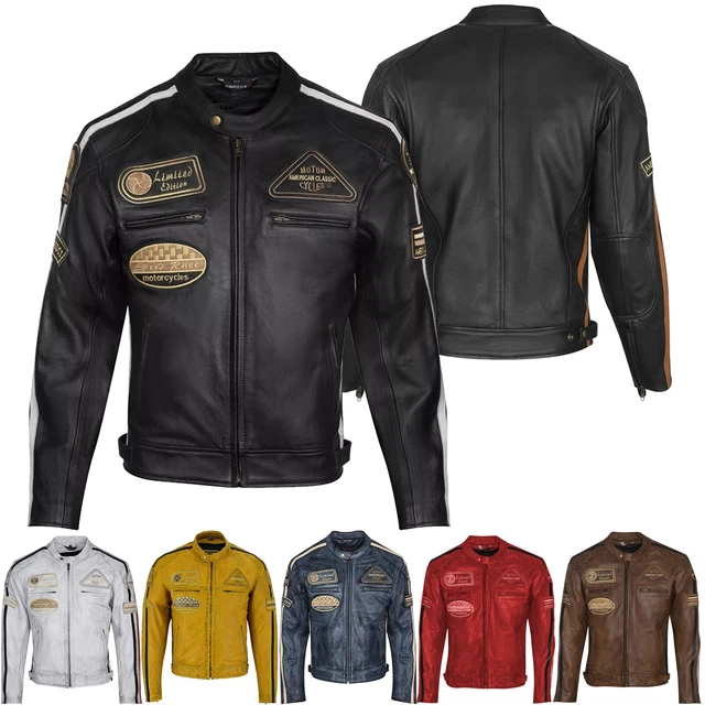 Giacca Da Motociclista Da Uomo Invecchiata Nera In Vera Pelle Moda