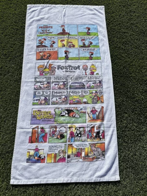 Vintage Comic Strip Bath Towel Peanuts Foxtrot 28x59” Never Used