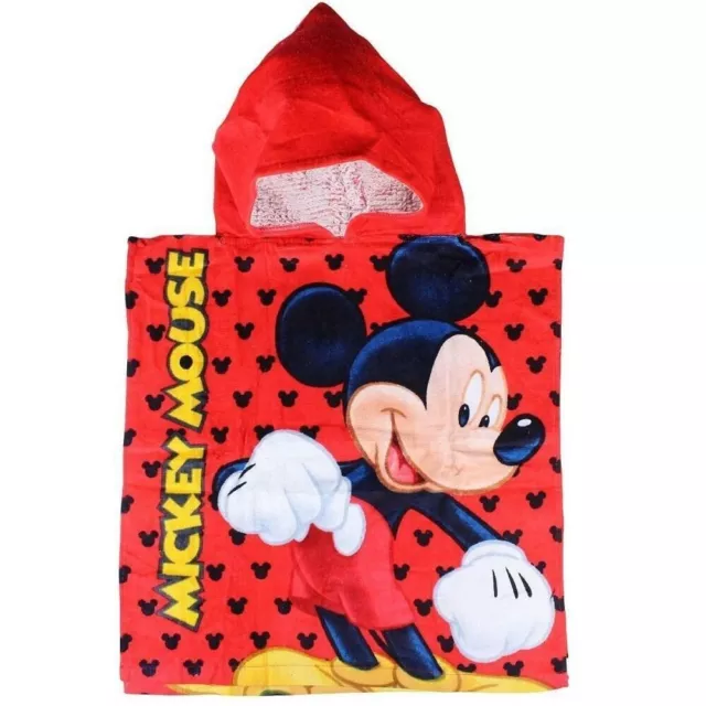 Disney Mickey Mouse poncho accappatoio rosso piscina mare bimbo bambino T Unica