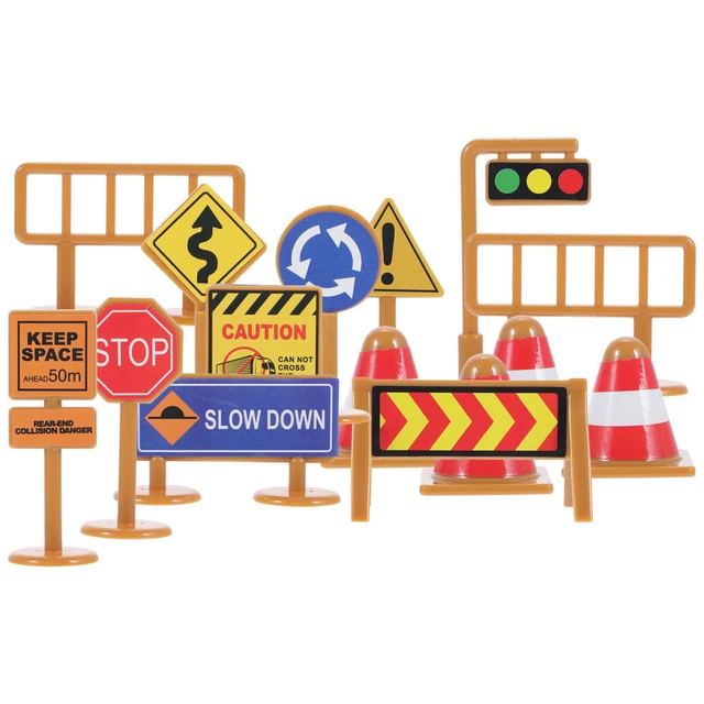 KOMBIUDA – 28 Pièces Mini Panneaux De Signalisation Routière – Jouet éducatif En Plastique Pour Enfants – Décoration Et Apprentissage Des Règles De Sécurité