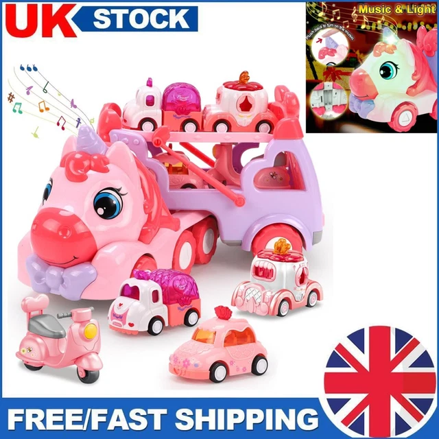 UNICORN TOY GIRL Cars, Carrier Truck Toys for Girls Toddlers with Sound ...