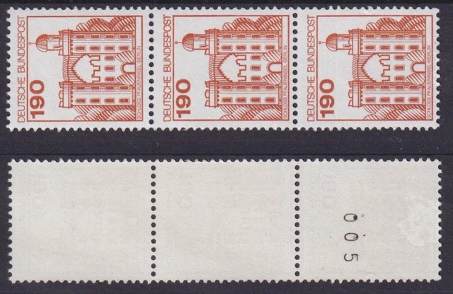 Bund 919 RM 3er Streifen mit ungerader Nummer 005 Burgen+Schlösser 190 Pf **