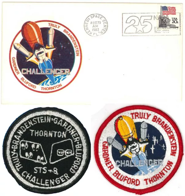 Launch Event Postal Cover & Patch Pair Space Shuttle STS-8 Challenger NASA '83