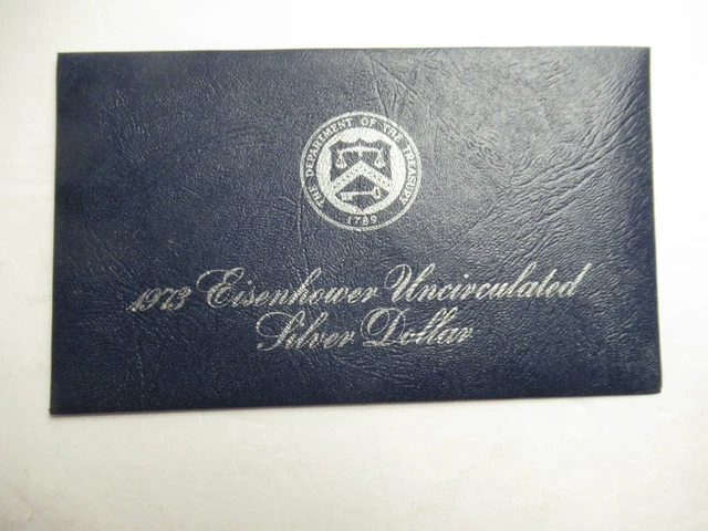 1973 Eisenhower Silver Dollar, Blue Ike, mint packaging, toning spot #2