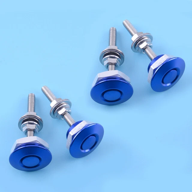 4x Push Button Quick Release Hood Bonnet Pins Lock Clip Car Bumper Latch Kit