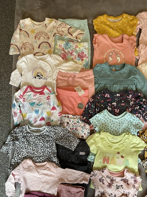 Large baby girls age 0-3 months tops bottoms and vest bundle inc george & others 3