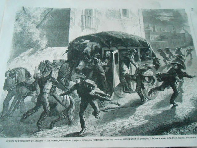 1863 Engraving - Mexico Costumed Zouaves for Mexican Travelers