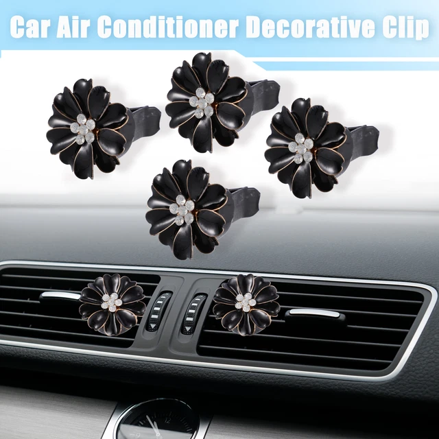 4pcs Car Flower Shape Clips for Air Conditioner Outlet Decorations Clip Black