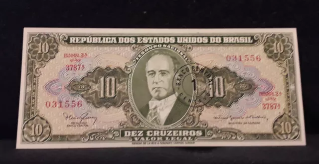 Brazil 1967 centavo provisional over 10 cruzeiros, crisp UNC, P-183b (BR3)