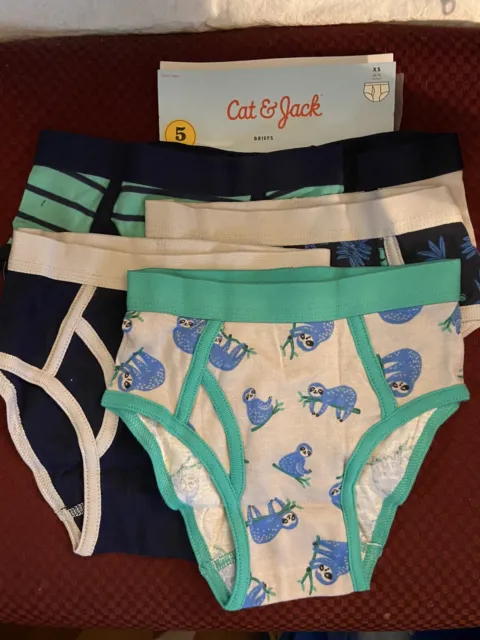 Cat And Jack Boy’s Briefs Underwear Size X Small 4-5 (33-44 lbs.) 5 Pack Open