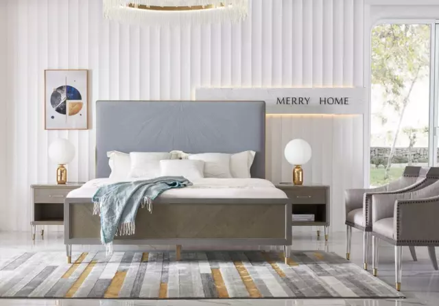 Luxe Lit Chambre à Coucher Meuble 2x Table de Chevet Set Lits Dubaï Hôtel 3tlg