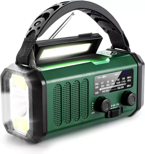 10000mAh Emergency Solar Hand Crank Weather Radio Portable AM/FM/SOS/NOAA/IPX5 2