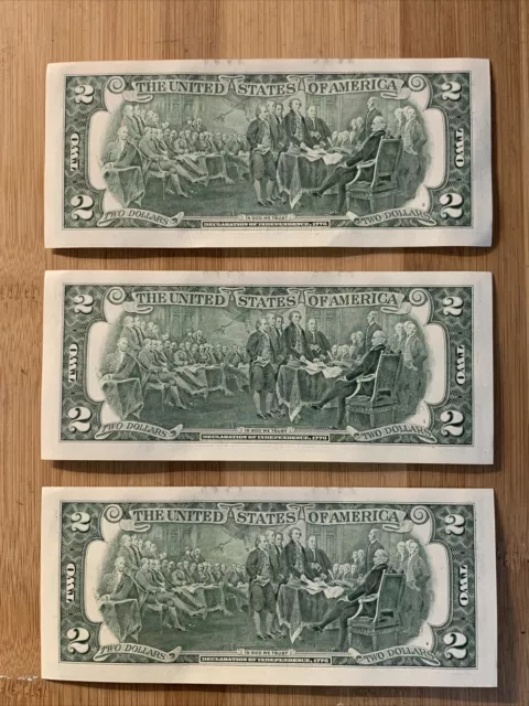 Two Dollar Bills Series 2017A Cleveland Crisp Consecutive Uncirculated Lot Of 3