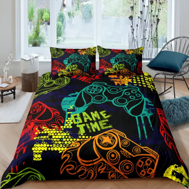 Cartoon Play Game Gamepad Gamer Duvet Cover Quilt Cover Pillowcase Bedding Set