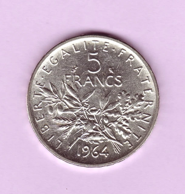 FRANCE 1964, 5 Francs Semeuse en Argent, sous capsule / TTB / LF 340/8