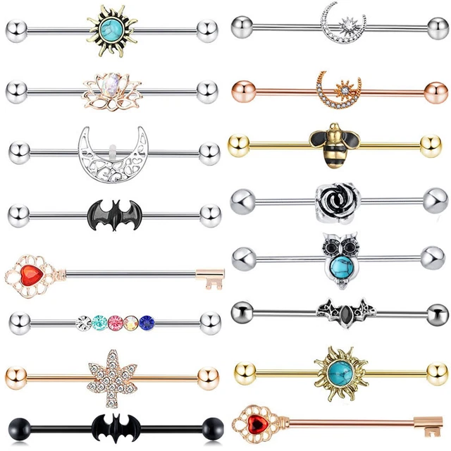 Mult Style Industrial Barbell Scaffold 316L Surgical Steel Stud Bar Ear Piercing