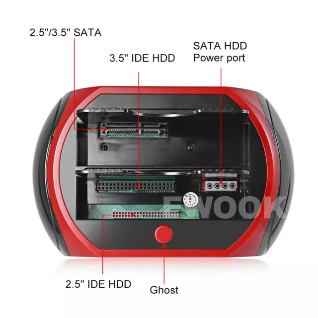 Hard Disk Drive Dock Dual 2.5" 3.5" SATA IDE HDD Docking Station OTB Card Reader 3