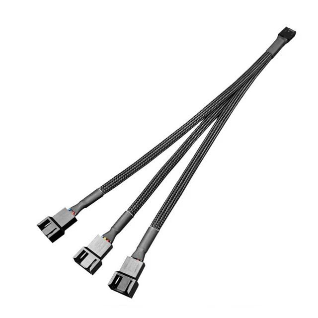 4 Pin 1 to 3 Way Cooling Fan Water Cooling PWM Fan Splitter Adapter Cable Hub
