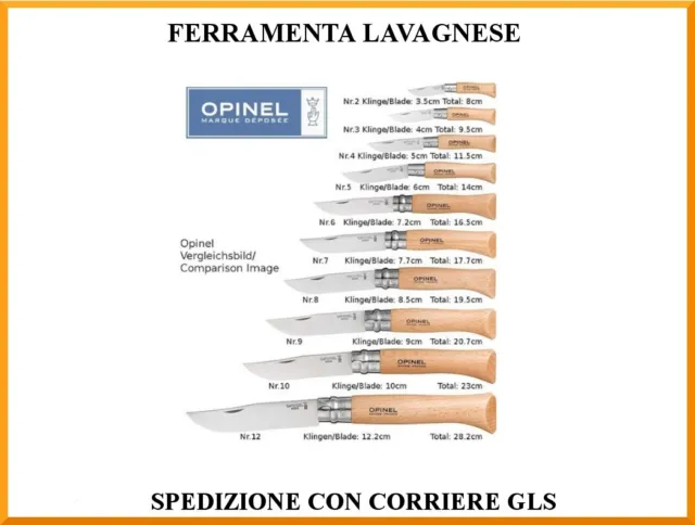 Coltello classico lama acciaio inossidabile punta dritta manico faggio Opinel