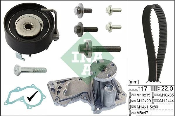 Gates Timing Cam Belt Kit With Water Pump - Fits Ford Focus, Fiesta, Fusion - KP25433XS-1-SJ