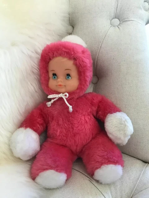 20⚜️ Ancienne Peluche Doudou Poupée Rose Fisher Price Vintage 1984 Réf 1352