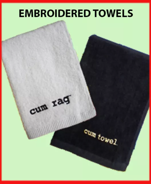 Tom of Finland Towel White Black Embroidered Cotton Gay Cum Rag Jizz Spunk