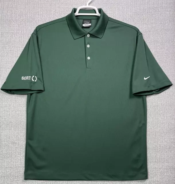 Nike Golf Polo Sport Shirt Mens Size Large L Green Fit Dry Short Sleeve