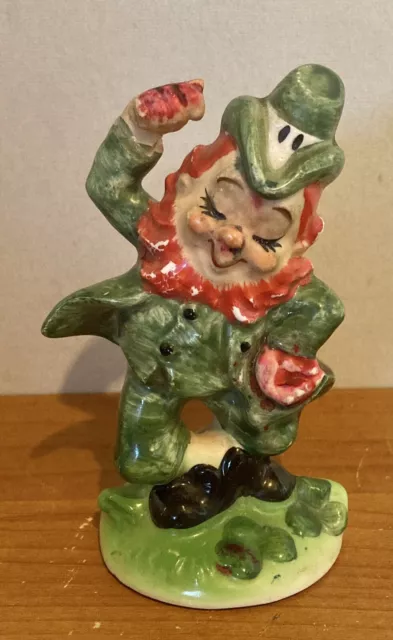 Vintage Lefton St Patrick's Day Porcelain Dancing Leprechaun Figurine