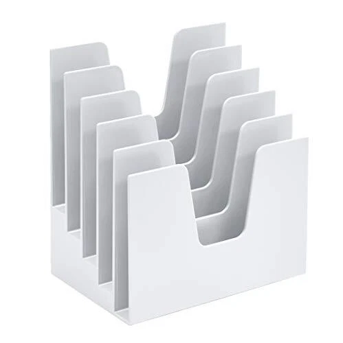 Incline Desk File Sorter Step 5 Sections Heavy Duty (White Color)