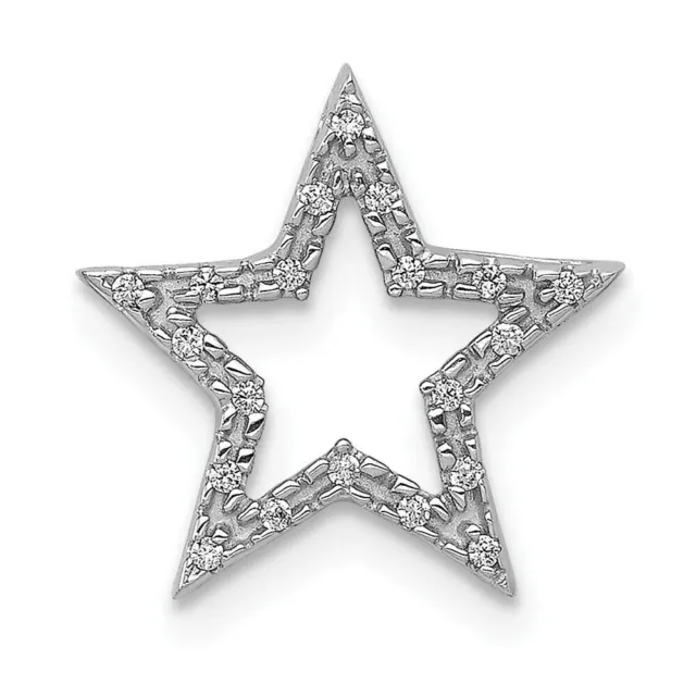 14k White Gold Small Diamond Star Chain Slide Pendant for Womens 0.57g