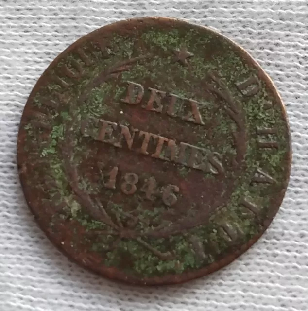 Haiti 1846 2 Centimes Antique Copper World Coin