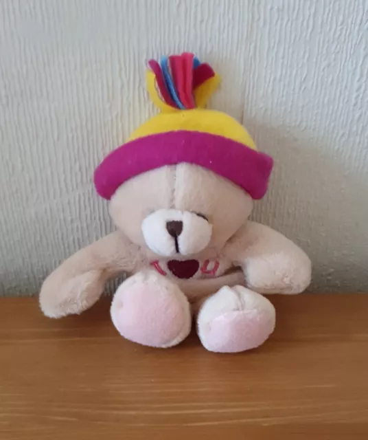 Forever Friends Plush Hallmark Sitting  Mini I 💜 You Bear Wearing A Hat