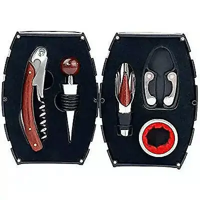 Don Vassie wine accessories gift set 4 pieces in a barrel shaped magnetic box