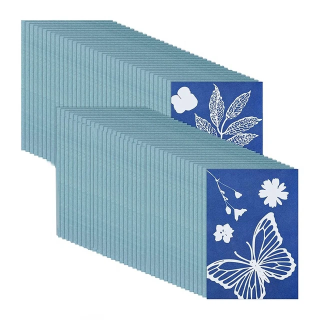 2X(30 Feuilles de Papier Cyanotype, Kit de Papier D'Art Solaire, Papier à D4225