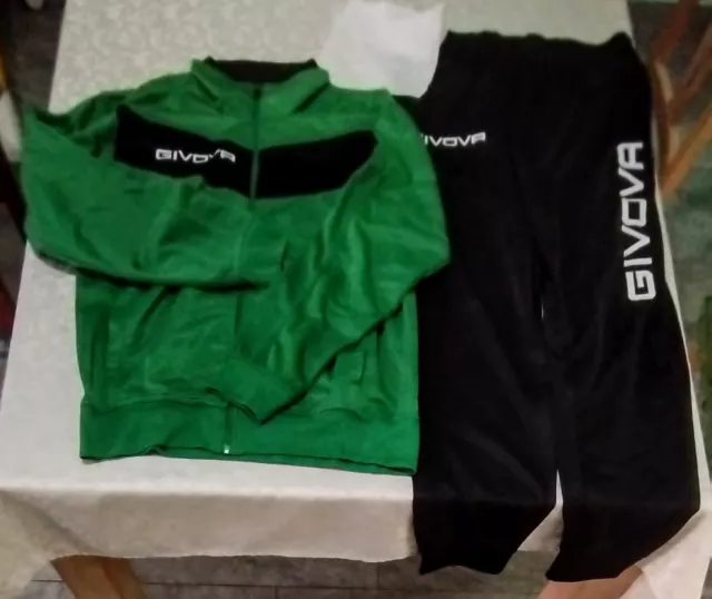 TUTA SPORTIVA GIVOVA VISA Taglia L, ZIP UOMO DONNA UNISEX Verde/Nero, Taglia L