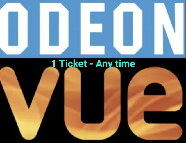 1 x Odeon or Vue Cinema Ticket Any time/day including Luxe - Expires 31/12/23