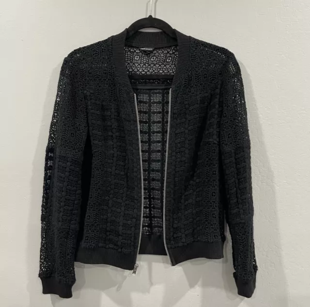 Club Monaco Women’s Arlet Lace Bomber Black Full Zip Jacket Sz XS