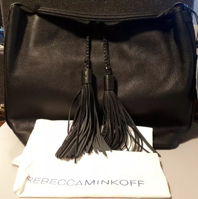 REBECCA MINKOFF ISOBEL Genuine Leather Hobo Shoulder Bag -  Black  HS16IMOH13