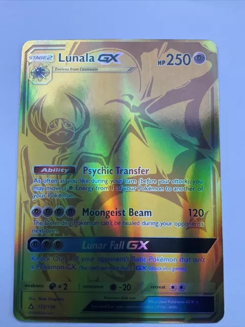 Pokemon Trading Card Game Sun Moon Ultra Prism Card: Lunala GX - 172/156 -  Gold Secret Ultra Rare - Trading Card Games from Hills Cards UK