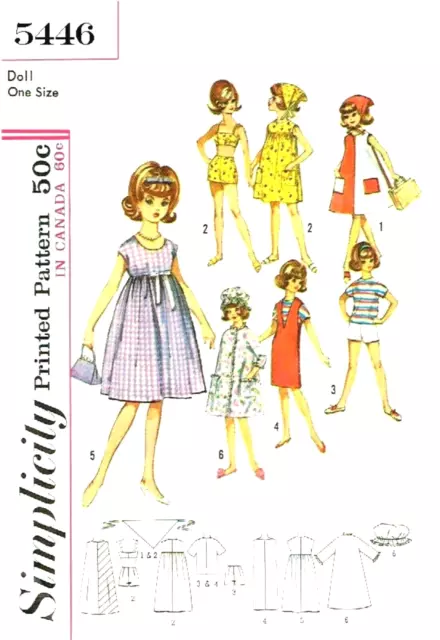 Simplicity 4883 Barbie Tammy Doll Clothing Wardrobe Vintage 1960's