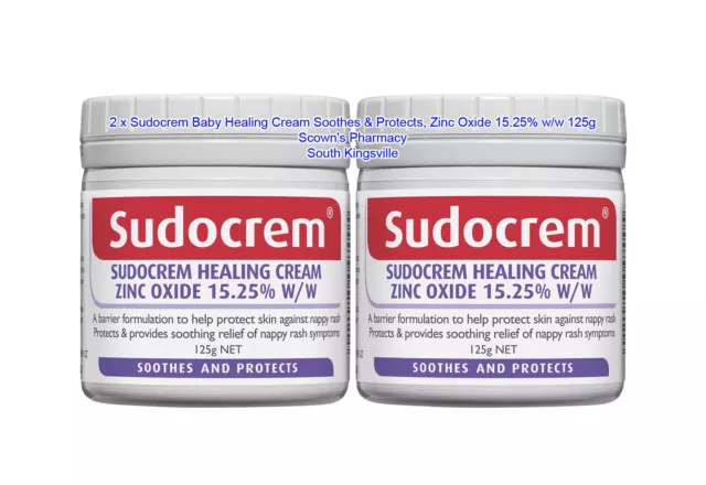 2 x Sudocrem Baby Healing Cream Soothes Protects, Zinc Oxide 15.25% 125g = 250g